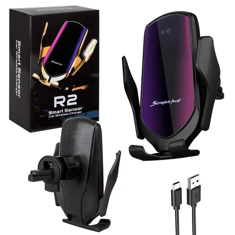 Автодержатель с беспроводной зарядкой R2 коричневый