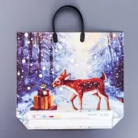 Пакет "Новогодняя тропа", полиэтиленовый с пластиковой ручкой, 37 х 33 см, 90 мкм
