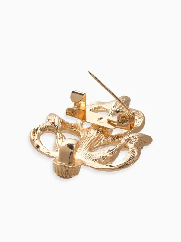 Зажим для кардигана "Ажур", цветы, цвет золотой в золоте
