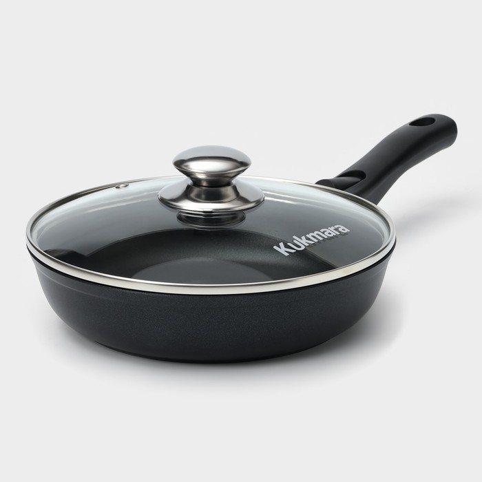 Сковорода &laquo;Традиция&raquo;, d=22 см, стеклянная крышка, съёмная ручка, антипригарное покрытие, цвет чёрный