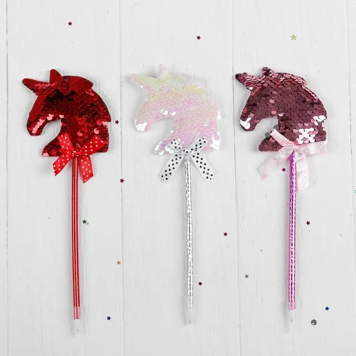 Ручка &laquo;Единорог&raquo;, с пайетками, синие чернила, МИКС