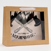 Пакет с PVC окном, "Настоящему мужчине", 31 х 11 х 26 см