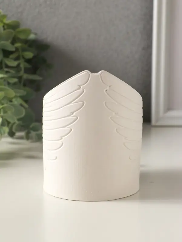 Карандашница "Ангел" 12х10 см, гипс, белый с золотом