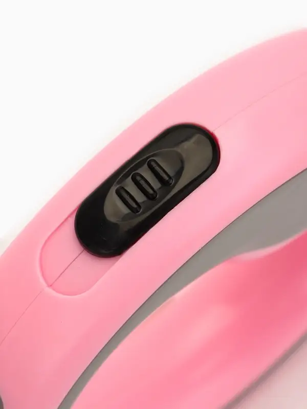 Рулетка - поводок для собак, лента 3 м, розовая/серая