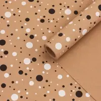 Крафт бумага &laquo;Конфетти&raquo; черный/белый на коричневом фоне, 0.72&times;10&plusmn;5% м, 60 г