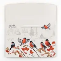 Пакет&mdash;коробка &laquo;Зима в деревне&raquo;, снегири, 28 х 20 х 13 см