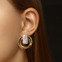 Серьги с жемчугом &laquo;Бусина&raquo; двойной круг, цвет золото