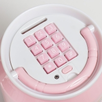 Копилка пластик "Банка. Зайчишка" кодовый замок, звук АА розовый 14х21 см