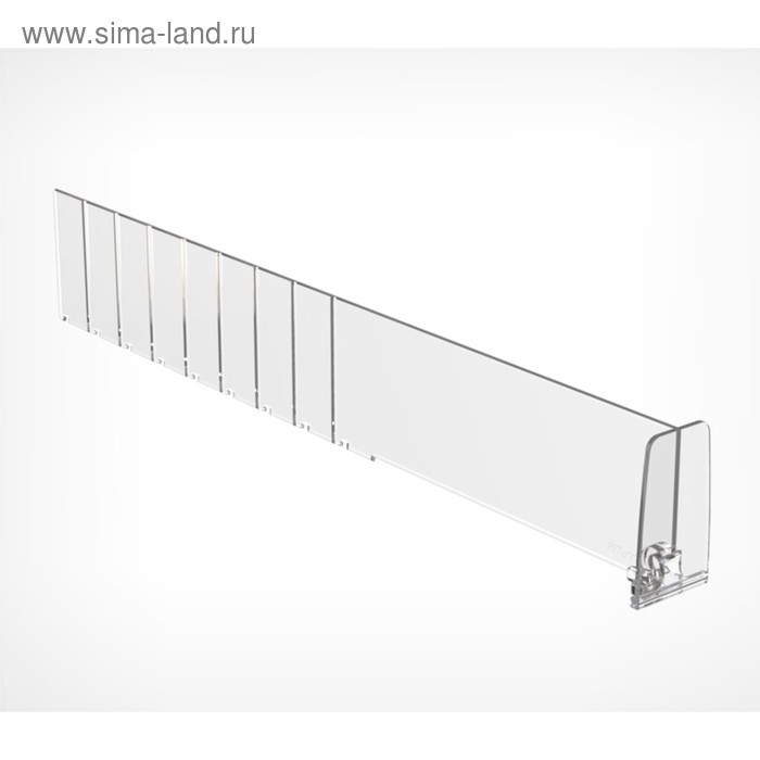 Пластиковый обламывающийся разделитель c передним ограничителем 60 мм, 285-485&times;20&times;60 мм