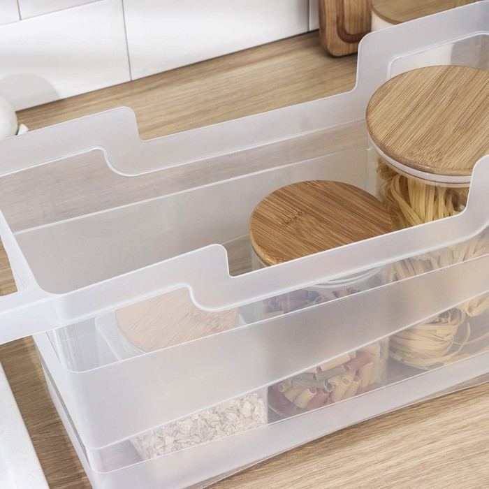 Контейнер хозяйственный с ручкой на колёсиках, 12,5 л, 45&times;16&times;25,5 см, прозрачный