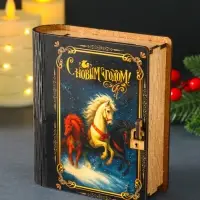 Новогодняя копилка-шкатулка "Тройка лошадей" 14х12х5 см