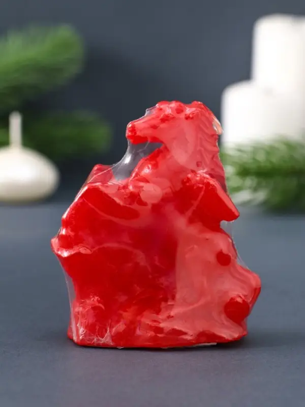 Свеча фигурная "Лошадка-Пегас" 3,5х6,5х8 см, цв. красный