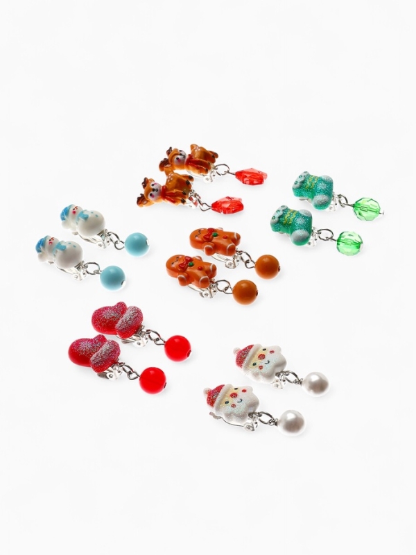 Клипсы детские набор 6 пар "Выбражулька" в форме елки, форма МИКС, цвет МИКС