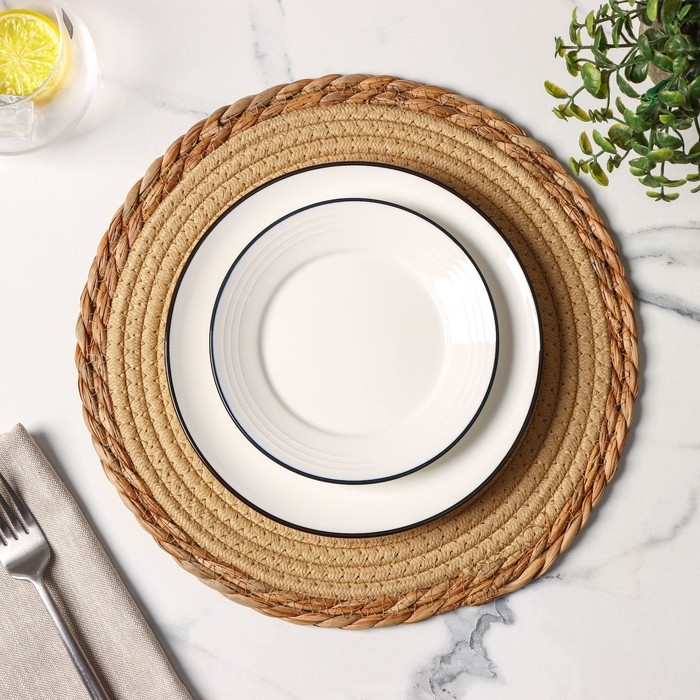 Салфетка сервировочная на стол Доляна &laquo;Мэг&raquo;, d=30 см, бежевая