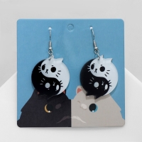Серьги акрил &laquo;Инь-ян&raquo; котики, цвет чёрно-белый