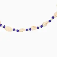 Браслет на ногу, анклет, длина 20 см, белый, синий