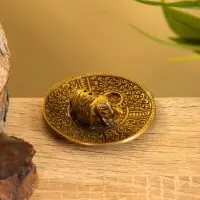 Подставка под благовония "Слоник на тарелке" латунь 7 см