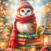 Пакет подарочный новогодний ламинированный, &laquo;Сова&raquo; , 18&times;10&times;22.3 см