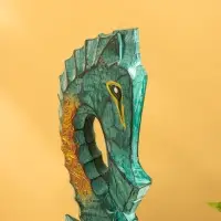 Сувенир интерьерный "Морской конь" 18х9х60 см, дерево, цв. зелёный