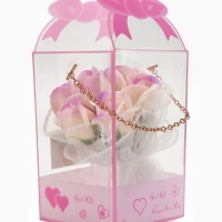 Набор из 6 нежных бело-фиолетовых мыльных роз