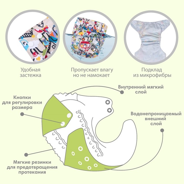 Трусики-подгузник, многоразовый, &laquo;Гномики&raquo;, Крошка Я