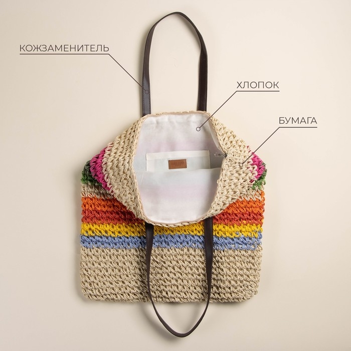 Сумка женская SL Home, ручное плетение, хлопок, длина ручек 28 см, 41&times;40 см