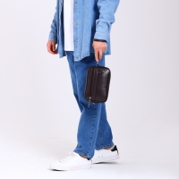 Сумка мужская через плечо, искусственная кожа, цвет коричневый