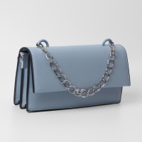 Цепочка для сумки, с карабинами, металлическая, плоская, 19 &times; 15 мм, 30 см, цвет серебряный