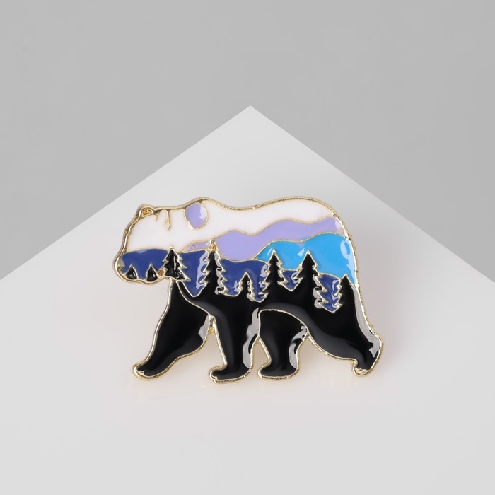 Значок &laquo;Медведь&raquo; лес, цветной в золоте