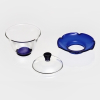 Пиала для чая стеклянная &laquo;Гайвань&raquo;, 250 мл, с подставкой и крышкой