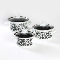 Набор кастрюль &laquo;Зебра&raquo;, 3 предмета: 1 л, 1,5 л, 2,3 л, стеклянные крышки