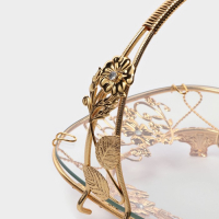 Фруктовница металлическая &laquo;Хайгарден&raquo;, 21,5&times;21,5&times;20,5 см, съёмная ручка, цвет металла золотой