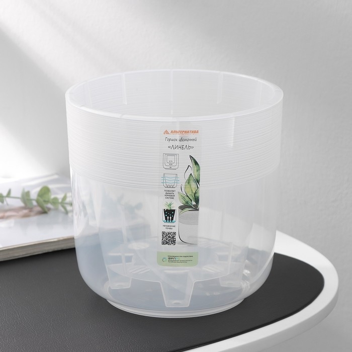 Кашпо для цветов со вставкой &laquo;Линель&raquo;, 4,5 л, d=19 см, h=19 см, прозрачный