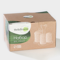 Набор фарфоровый для специй BellaTenero &laquo;Кракле&raquo;, 3 предмета: солонка 100 мл, перечница 100 мл, сахарница с ложкой 350 мл, цвет белый