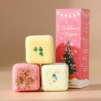 Подарочный набор косметики &laquo;С Новым Годом&raquo;, бомбочки для ванны с добавками, 3 х 70 г, аромат ванили, Pink Collection by URAL LAB