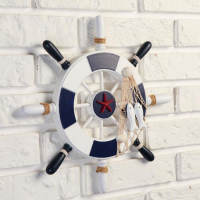 Декор интерьерный &laquo;Штурвал&raquo; на стену, бело-синий, 33 х 33 х 2 см