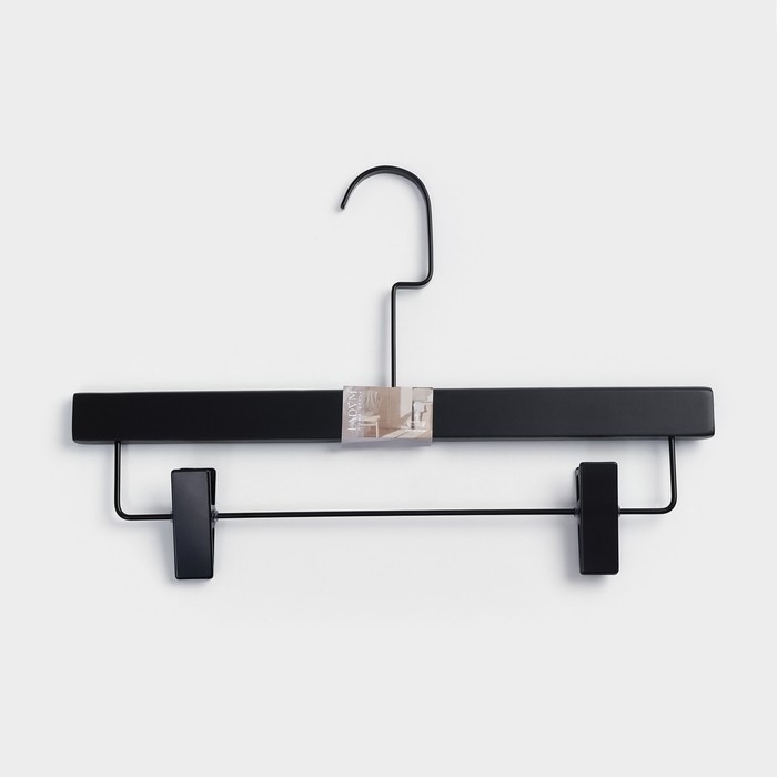 Вешалка для брюк и юбок LaDо́m Black Lotus, 35&times;1,1&times;24 см, длинный крюк, с зажимами, цвет чёрный