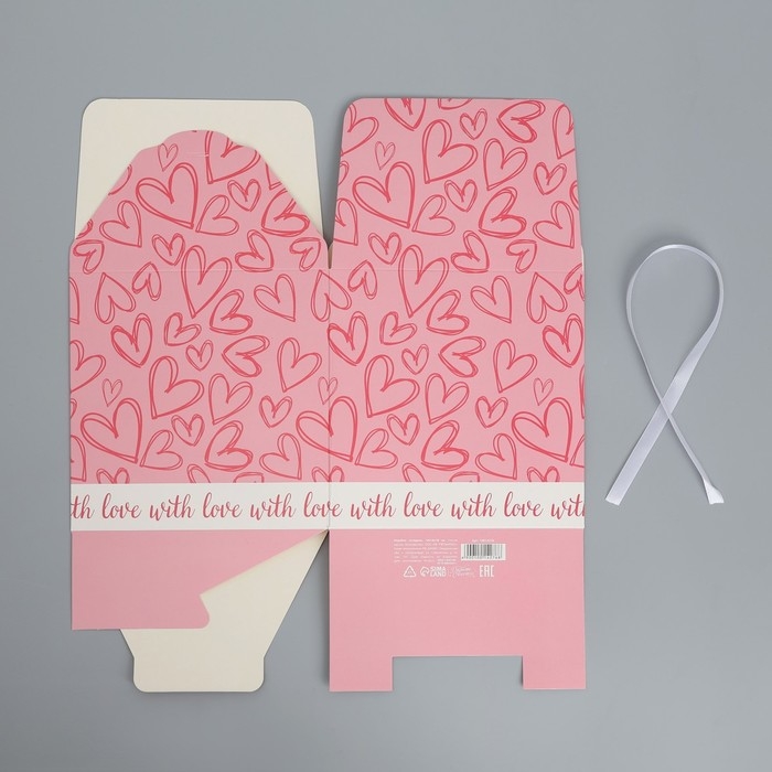Коробка подарочная складная, упаковка, &laquo;Сердечки&raquo;, 18 х 18 х 18 см