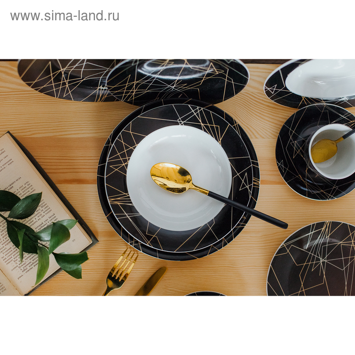 Набор столовых приборов из нержавеющей стали Magistro &laquo;Версаль&raquo;, 4 предмета, цвет ручек чёрный, цвет металла золотой