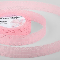 Лента декоративная, репсовая, с ажурным краем, 25 мм &times; 9,1 &plusmn; 0,5 м, цвет розовый