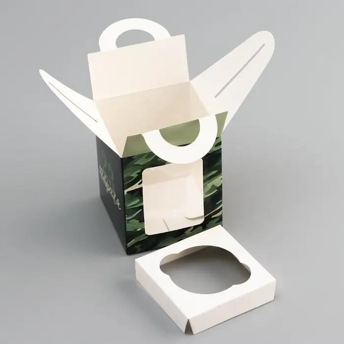 Коробка для 1 капкейка,&laquo;Камуфляж&raquo;, 9.2&times;9.2&times;11.1 см