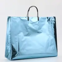Пакет подарочный ПВХ, голография, голубой, пластиковая ручка, 44&times;33&times;12 см