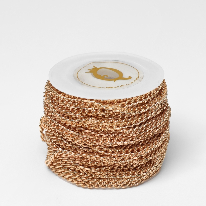 Цепочка железная без карабина на бобине, 0,3&times;0,3&times;0,1см, L=10м, цвет золото