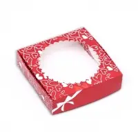 Подарочная коробка с окном, красная &laquo;с праздником&raquo; 11.5&times;11.5&times;3 см