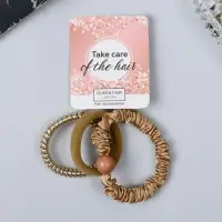 Резинка для волос "Милена" (набор 3 шт) жатка пружинка, 4 см, микс