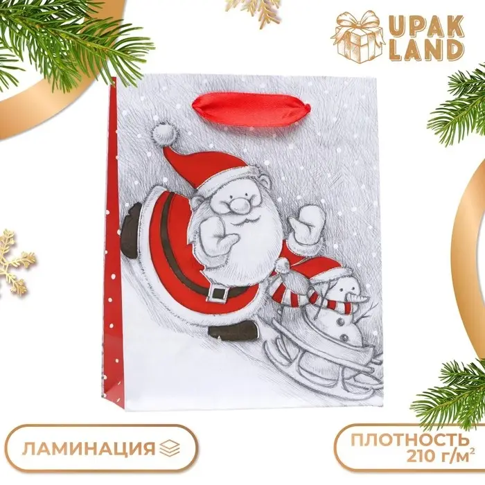 Пакет ламинированный &laquo;Мороз и Снеговик&raquo; 11.5&times;14.5&times;6 см
