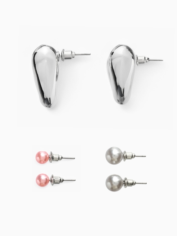 Набор серьги 3 пары &laquo;Буквы&raquo; любовь, цвет розовый в серебре