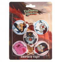 Свеча для торта "С Днем Рождения!", 5 штук, Гравити Фолз