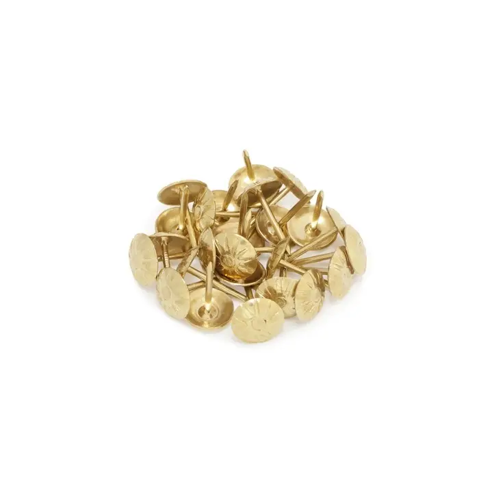 Гвозди ТУНДРА, декоративные, обивочные, фактурные, 11&times;16 мм, золото, фасовка 50 шт.