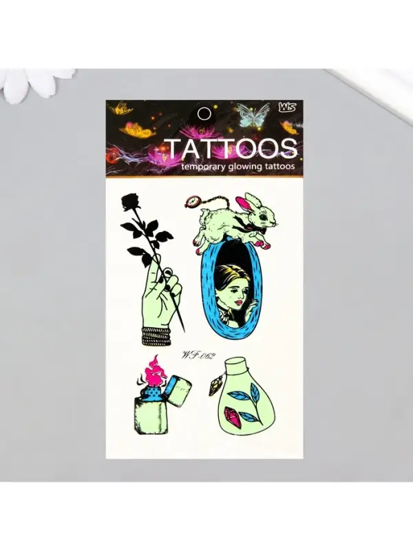 Переводные тату на тело светящиеся цветные &laquo;Алиса в норе&raquo;, 14.3&times;7.5 см